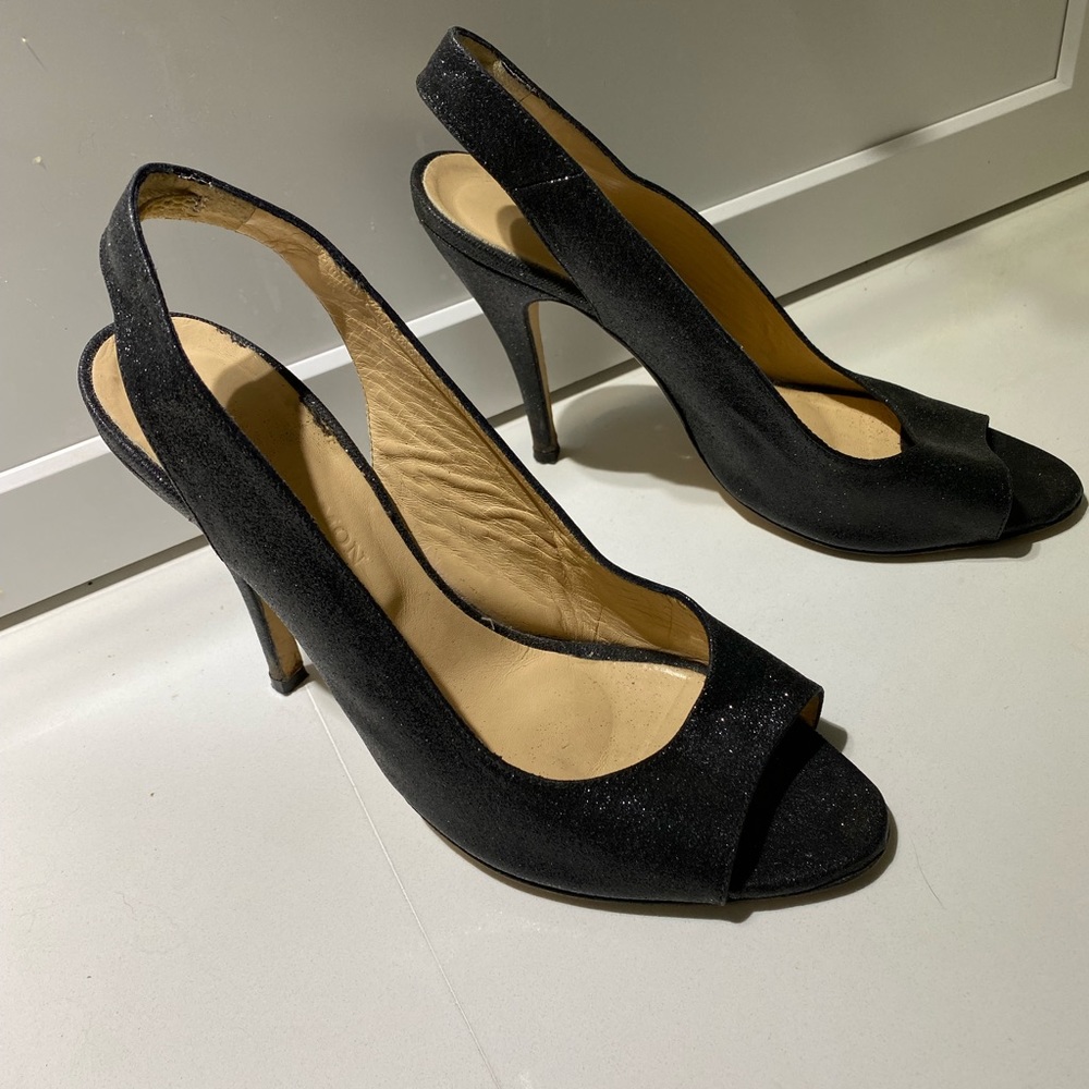 TARA JAMON GLITTER HEELS.